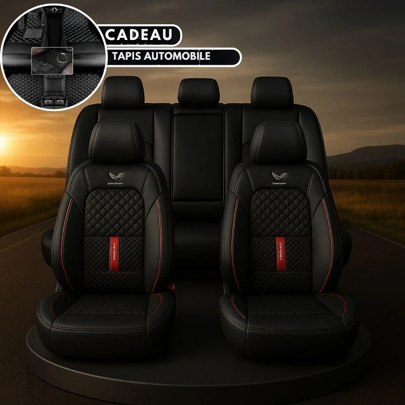 Complete autostoelhoezen van echt Italiaans universeel leer + GRATIS CADEAU: volledige mat inbegrepen