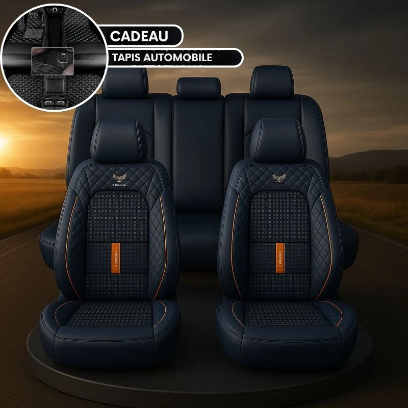Complete autostoelhoezen van echt Italiaans universeel leer + GRATIS CADEAU: volledige mat inbegrepen