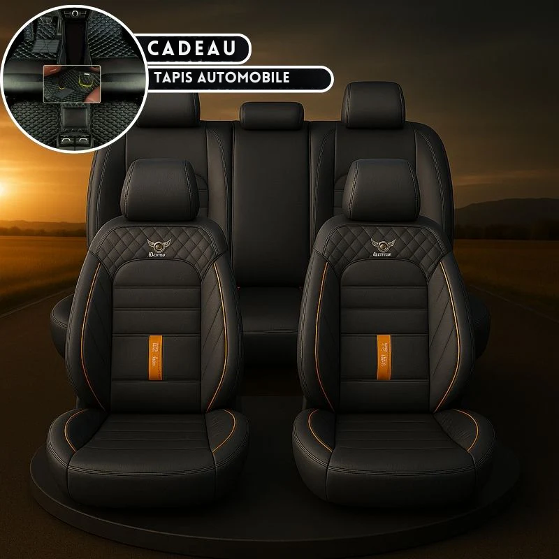 Complete autostoelhoezen van echt Italiaans universeel leer + GRATIS CADEAU: volledige mat inbegrepen